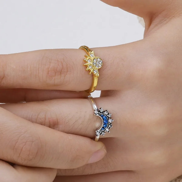 Anillo Sol y Luna Brillantes