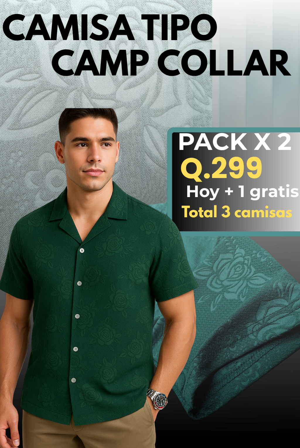 Camisa tipo camp collar - Pack promoción