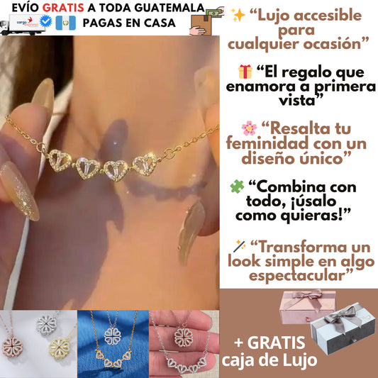 Collar 2 en 1🧡 4Corazónes+Trébol☘️
