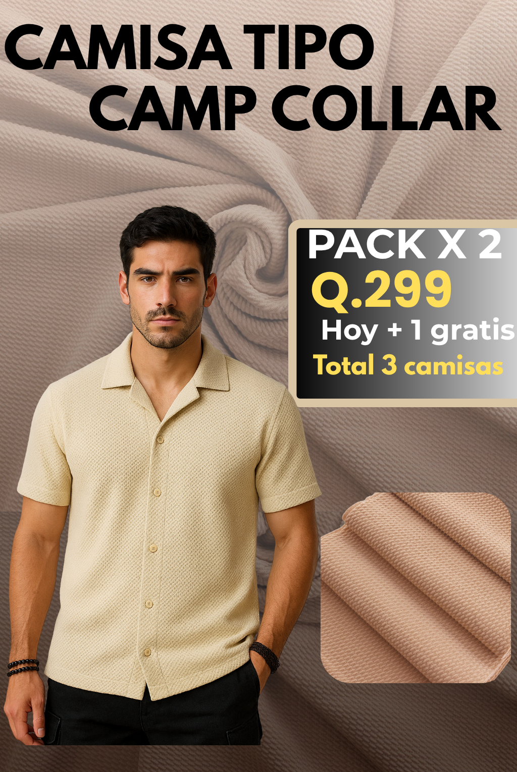 Camisa tipo camp collar - Pack promoción